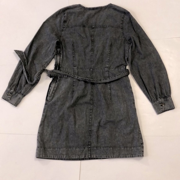 Who What Wear M Dress Grey Denim long sleeve Wrap strap zipper pockets Excellent - Picture 10 of 15